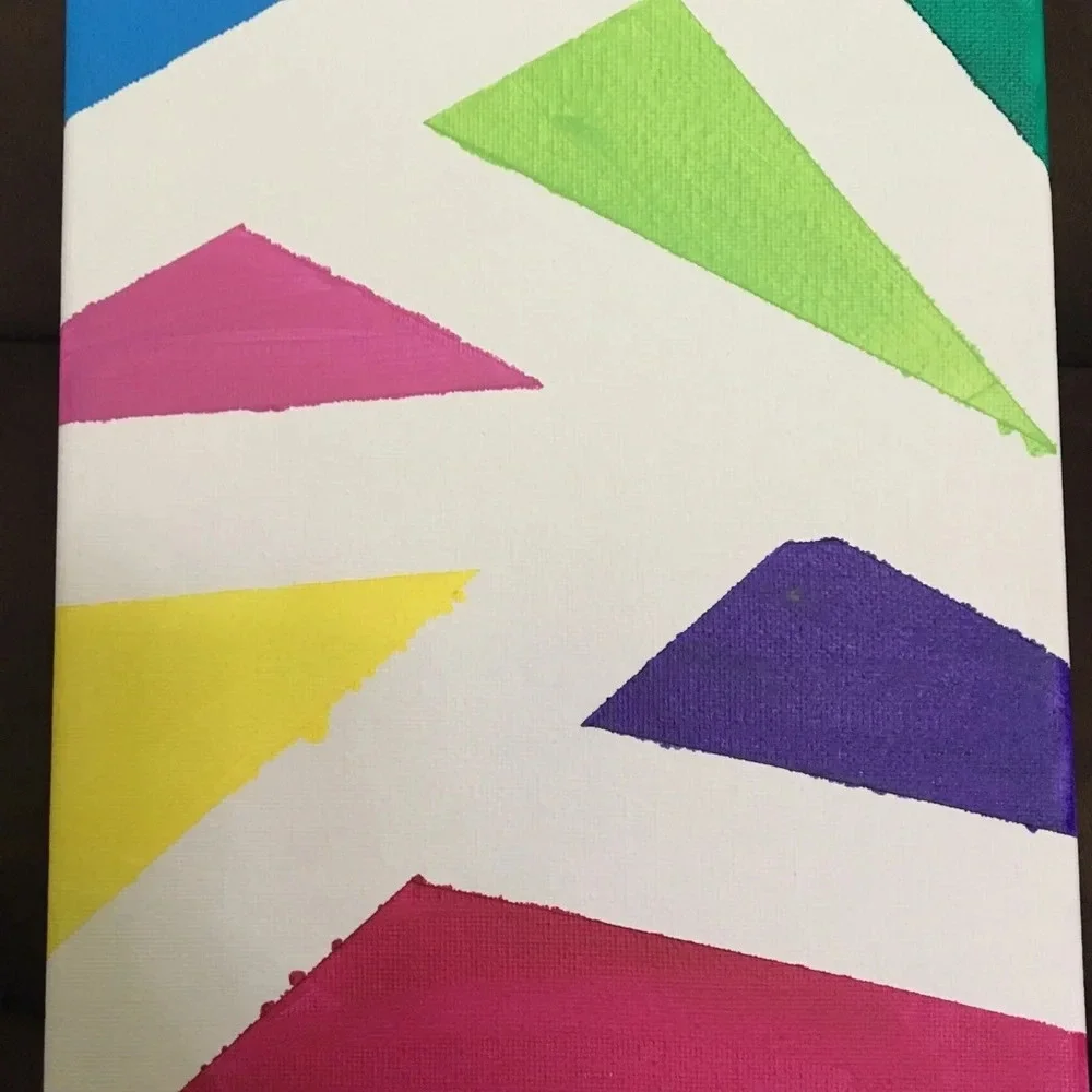 Acrylic geometric on canvas - magenta, fuchsia, teal, lime